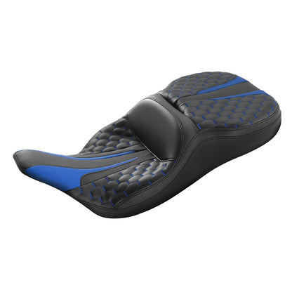 Black Blue Driver Passenger Seat for Harley Electra Glide (1997-2007)