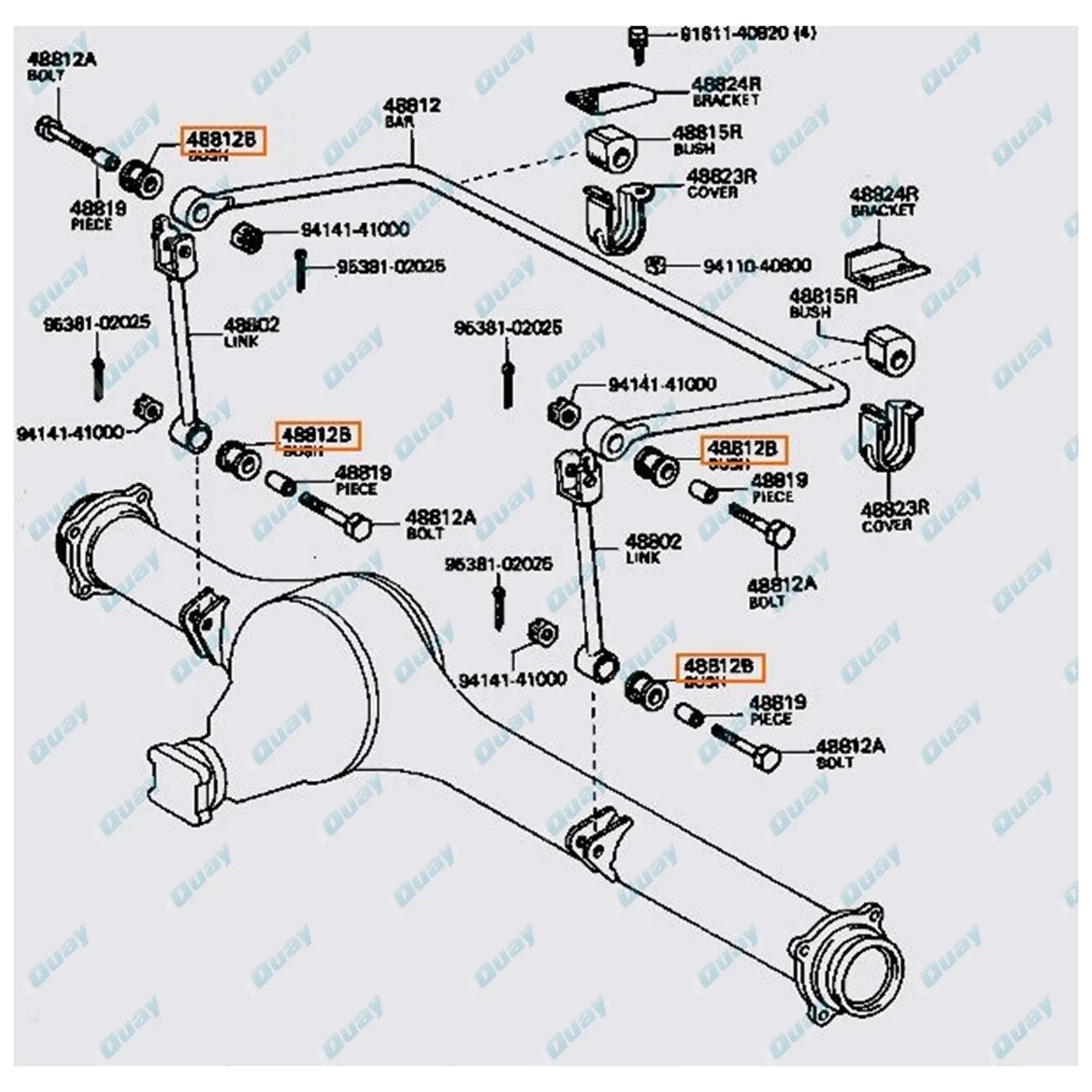 Rear Sway Bar Link Bush Kit for Landcruiser FZJ78 FZJ79 HZJ78 HZJ79 (1990-2007)