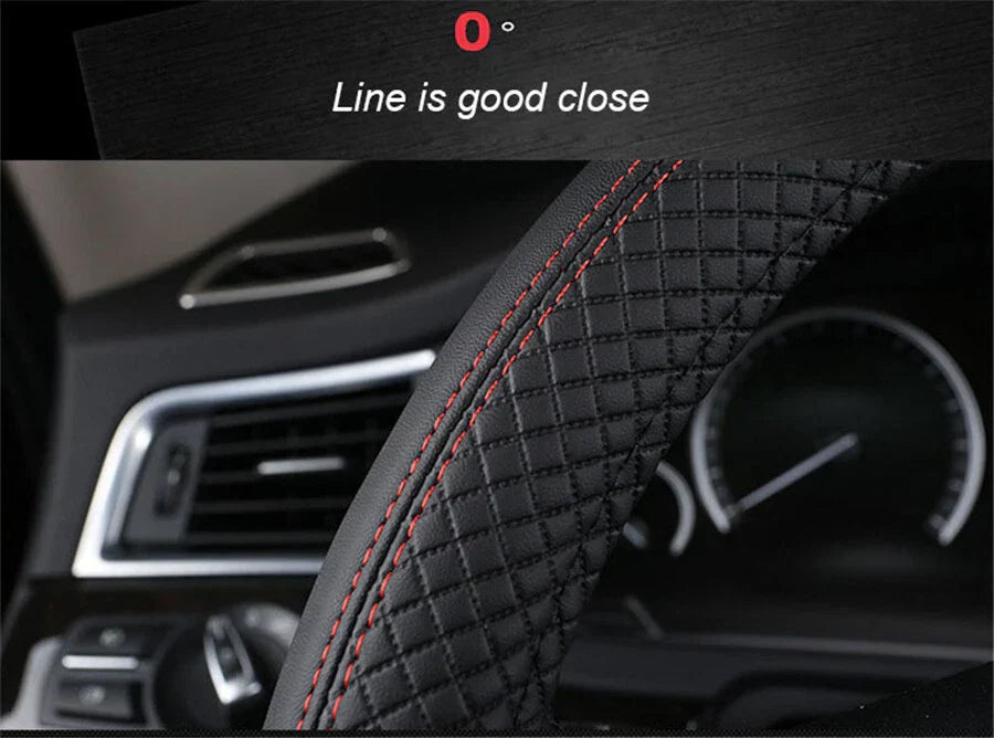 1x PU Leather 15" Steering Wheel Cover for Car - Breathable Anti-slip (AU)