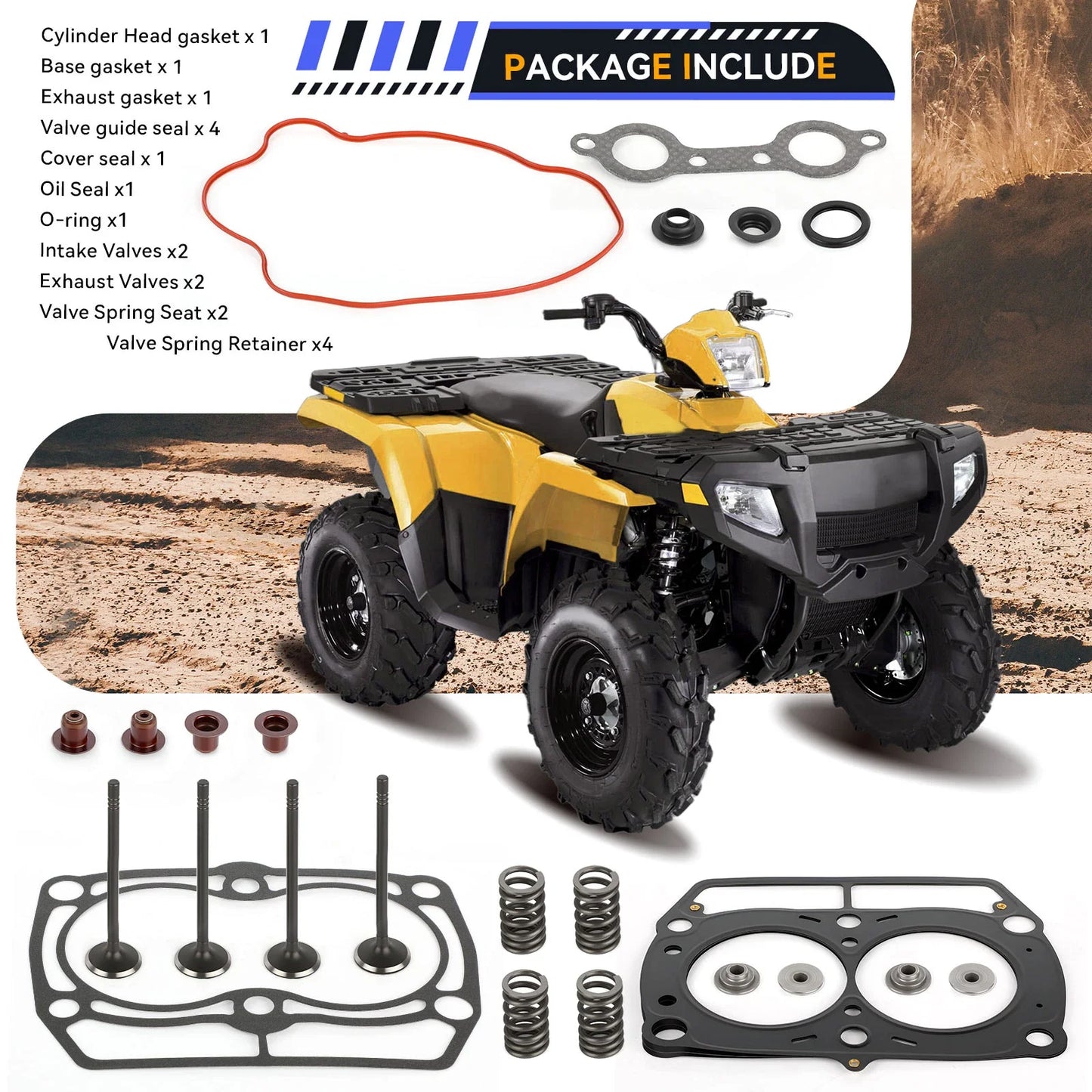 Cylinder Head Gasket & Valve for Polaris Sportsman Ranger