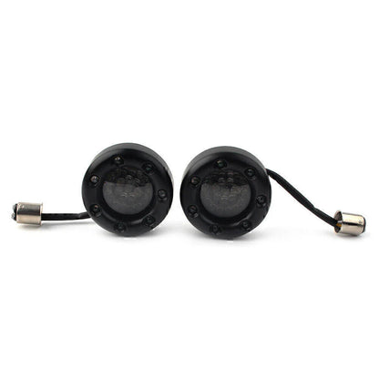 Red LED Turn Signal Lights with Gloss Black Trim Ring for Harley Sportster