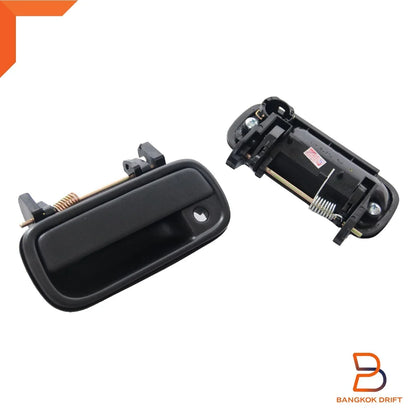 Black Front Exterior Door Handle Pair for Toyota Hilux Ute (88-96)