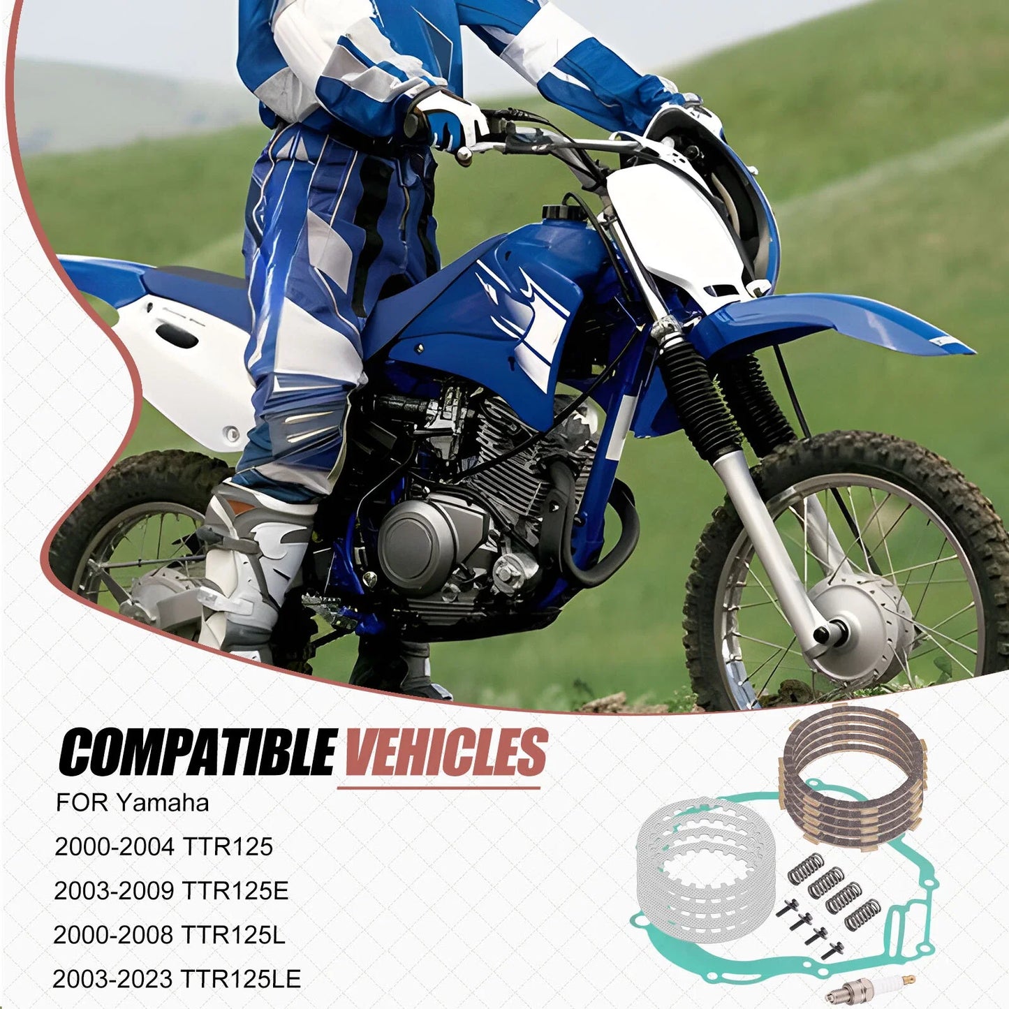 Clutch w/Gasket Spring for Yamaha TTR125/TTR125E/TTR125L