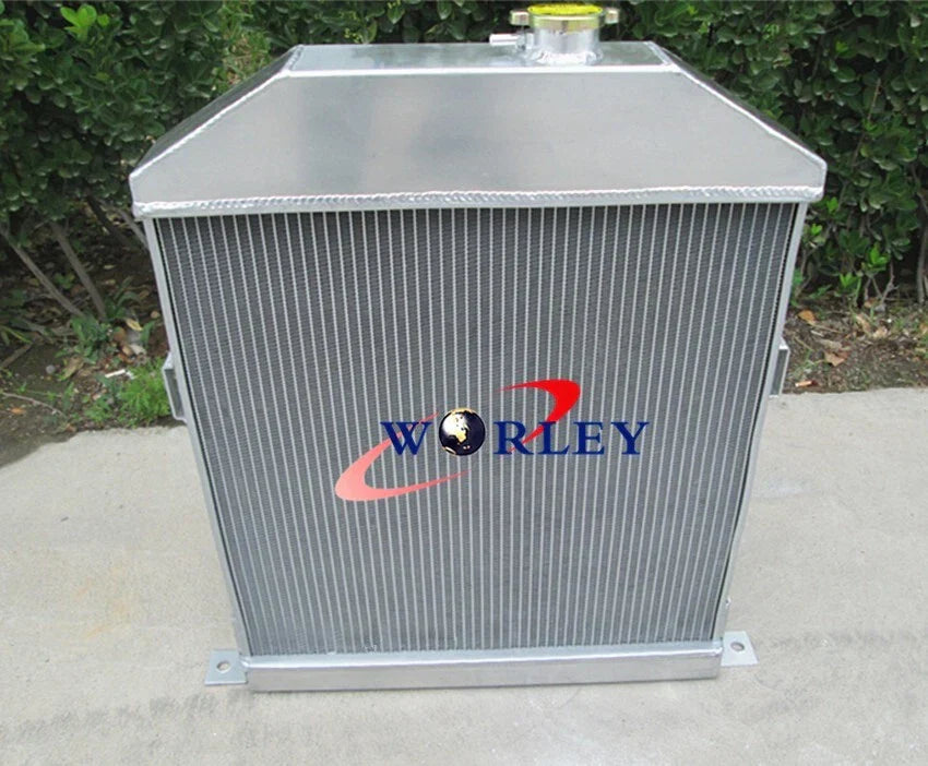 Aluminum Radiator & Fan for 42-48 Ford Mercury Coupe w/ Chevy 3.9L Engine