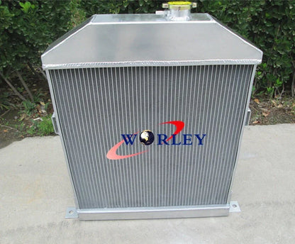 Aluminum Radiator & Fan for 42-48 Ford Mercury Coupe w/ Chevy 3.9L Engine