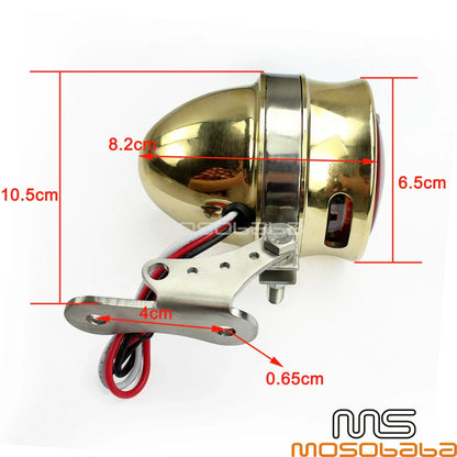 Brass LED License Brake Tail Light Lamps for Harley Chopper Bobber