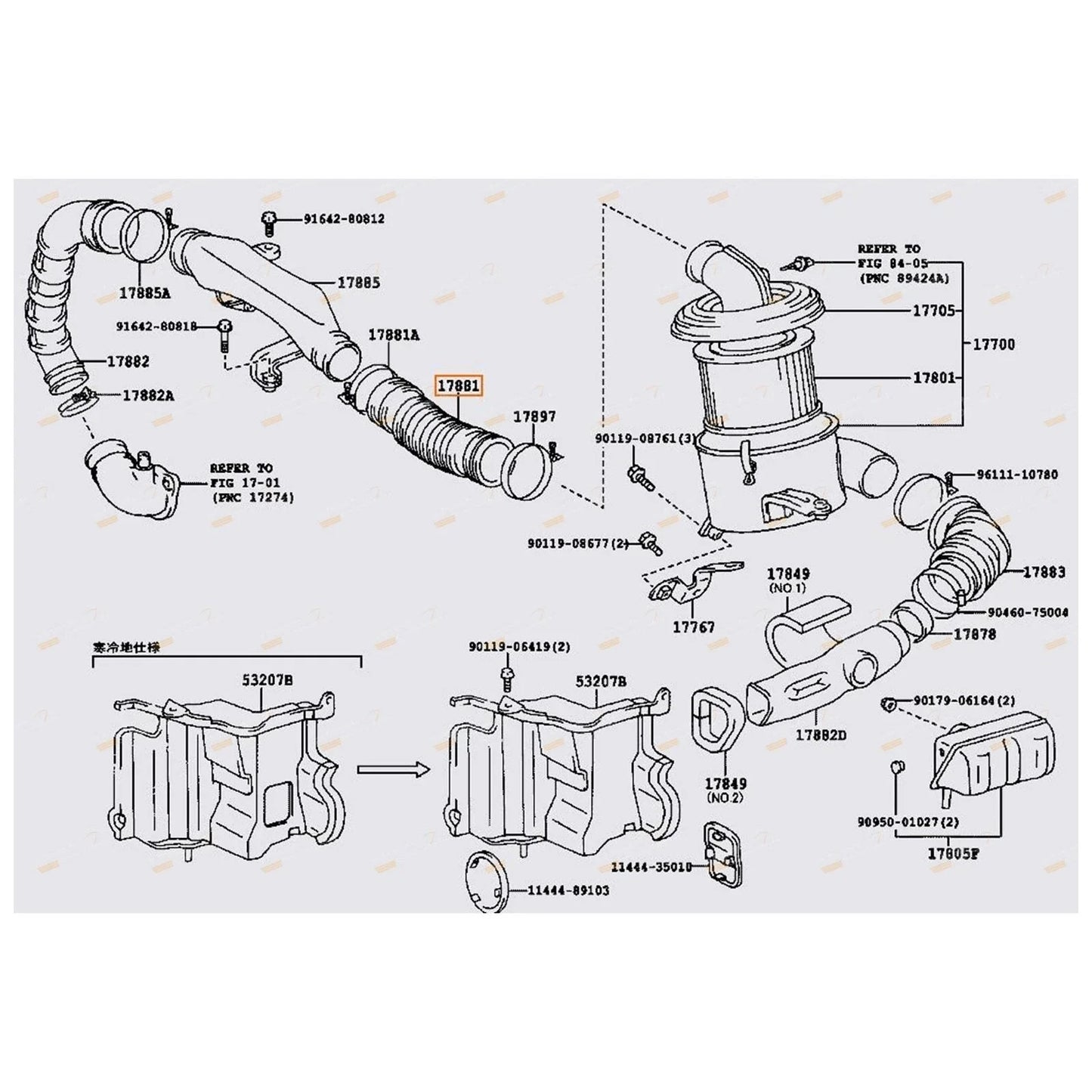 Air Cleaner Rubber Intake Hose for Toyota Hilux 4Runner Surf (1993–1997)
