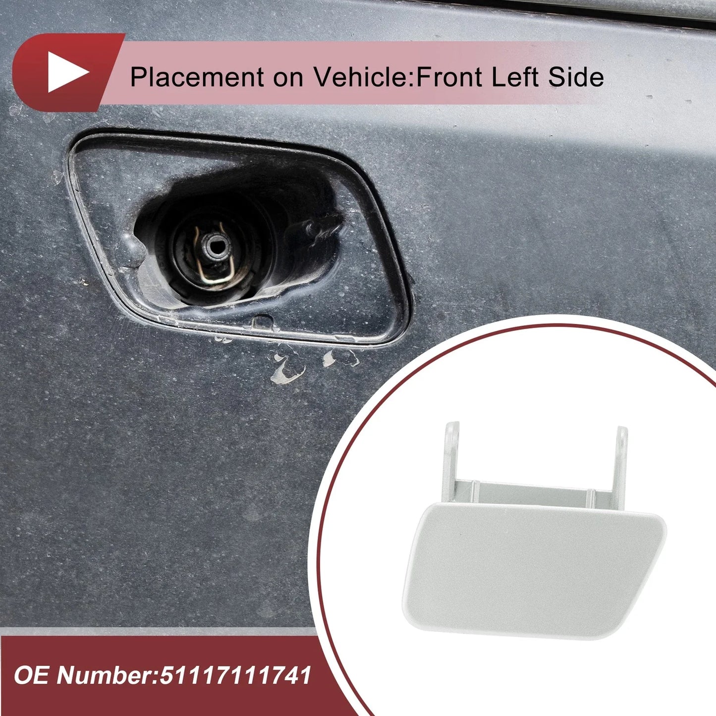 Bumper Trim Nozzle Cover Silver Tone for BMW 525i (2004-2005)