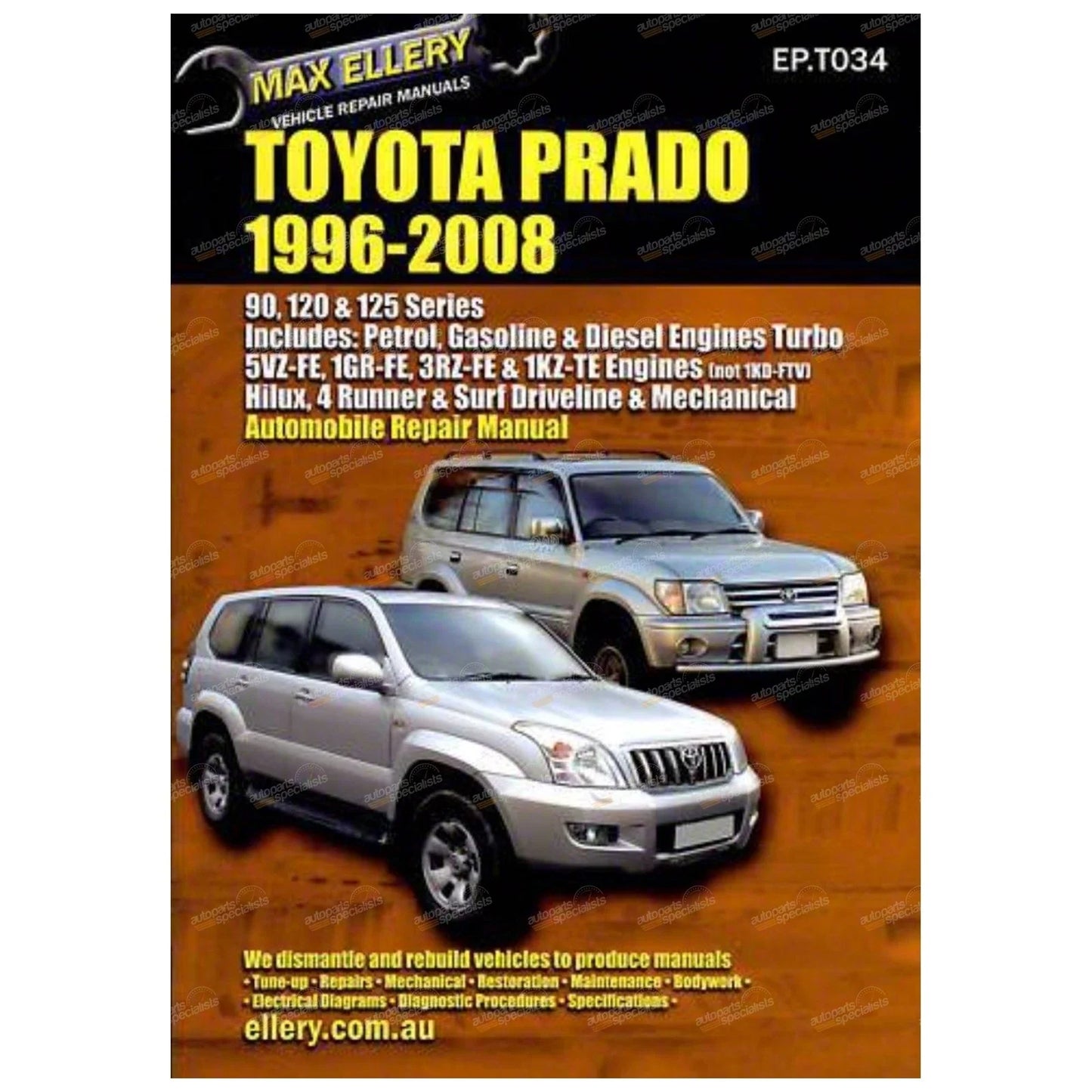 Workshop Manual 90-120-125 Series for Toyota Prado Diesel (1996–2008)