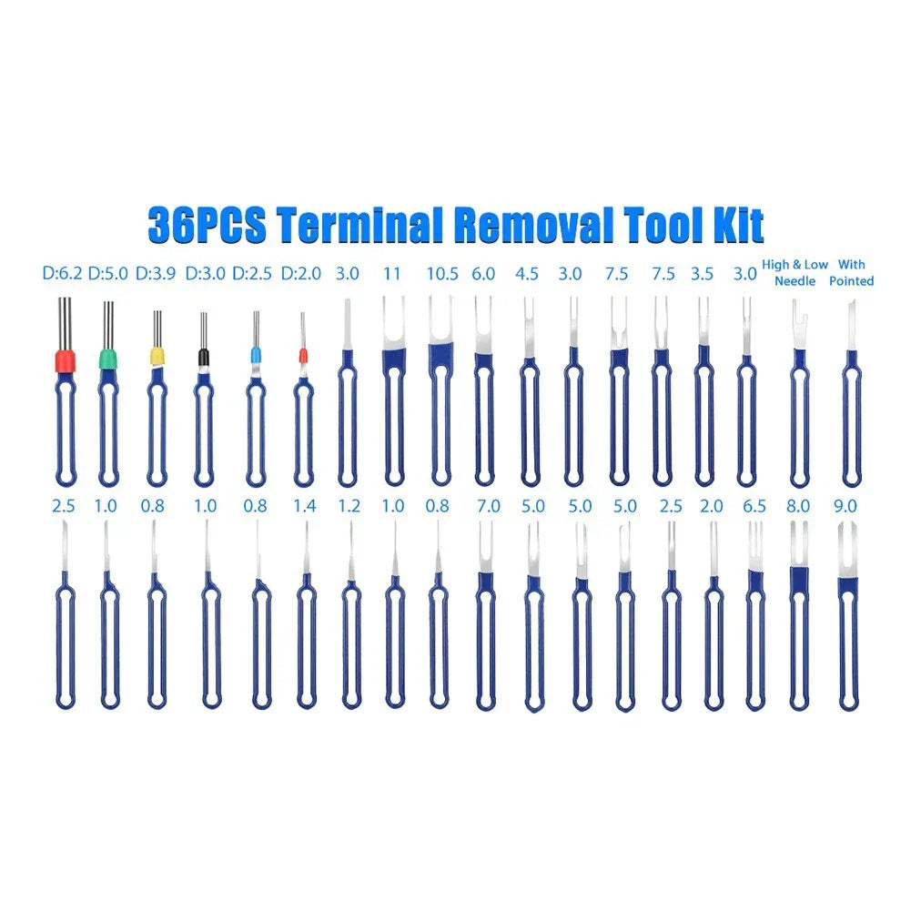 36Pcs Terminal Removal Tool Kit Depinning Tool Electrical Connector Pin Removal