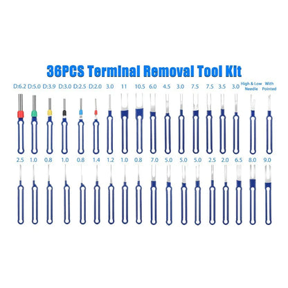 36Pcs Terminal Removal Tool Kit Depinning Tool Electrical Connector Pin Removal