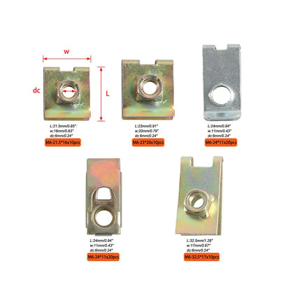 70Pcs Metal U-Type Bumper Fender Clips for Car Truck Accessories