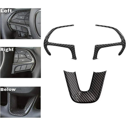 Carbon Fiber Steering Wheel Cover Trim for Dodge Challenger Durango (2015-2020)