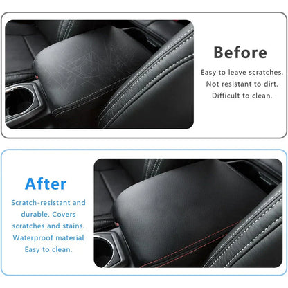 Black PU Leather Center Console Lid Armrest Cover for Toyota Tacoma (2016-2023)