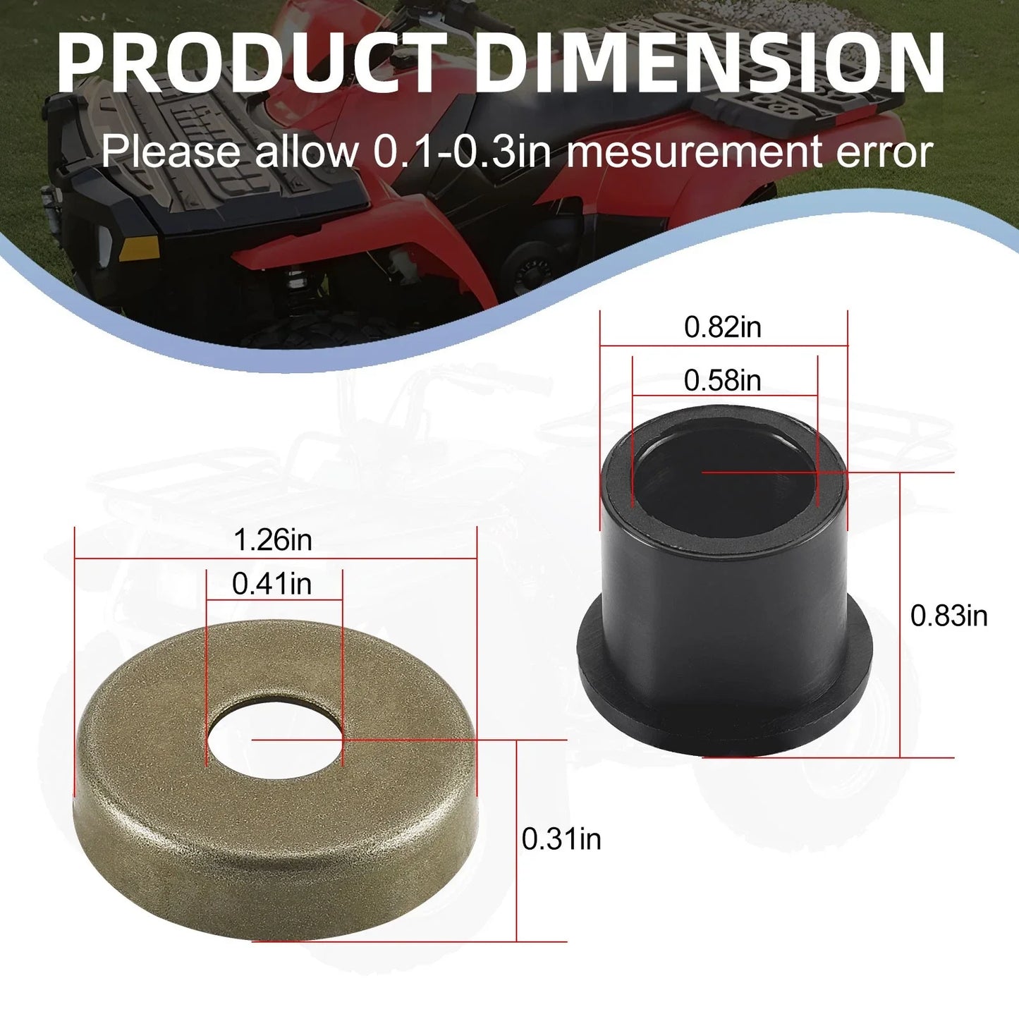 8Pcs Front A-Arm Bushing & Cap for Polaris Phoenix (2005–2021)