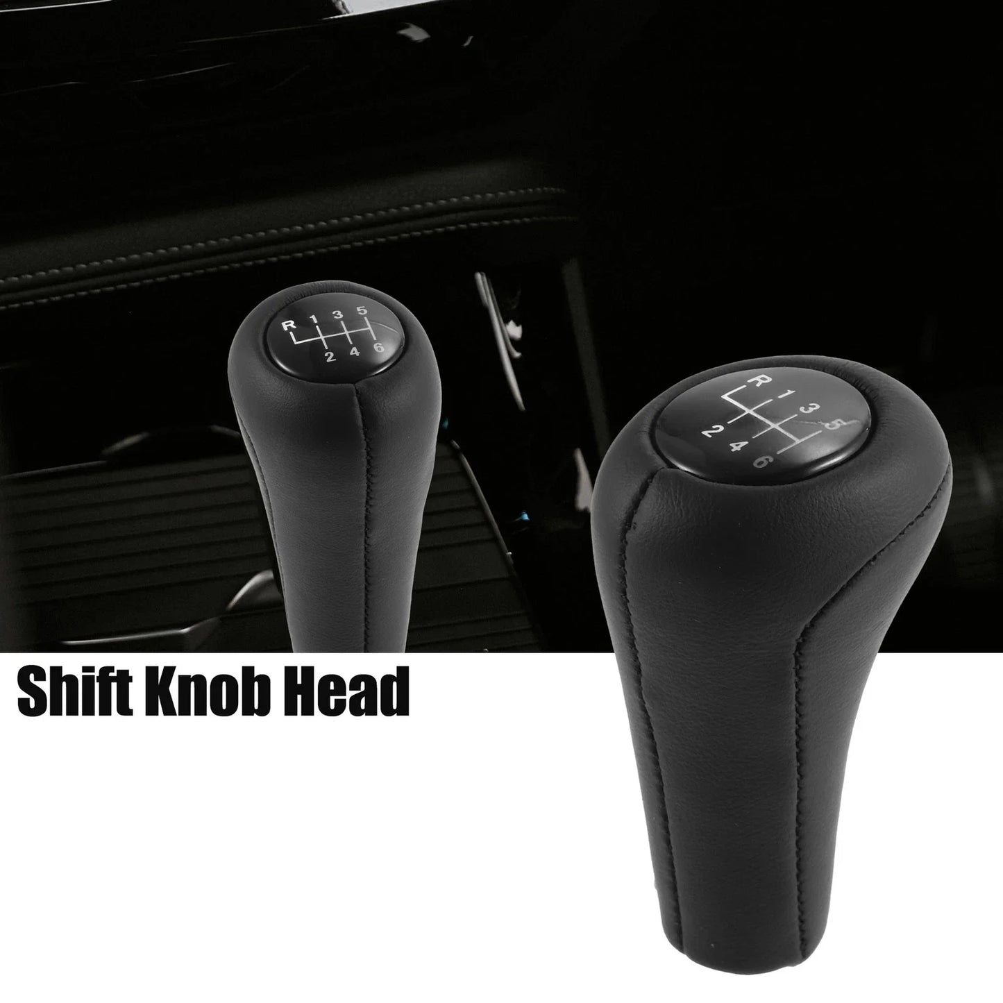 6-Speed Manual Gear Shift Knob Faux Leather Black for BMW