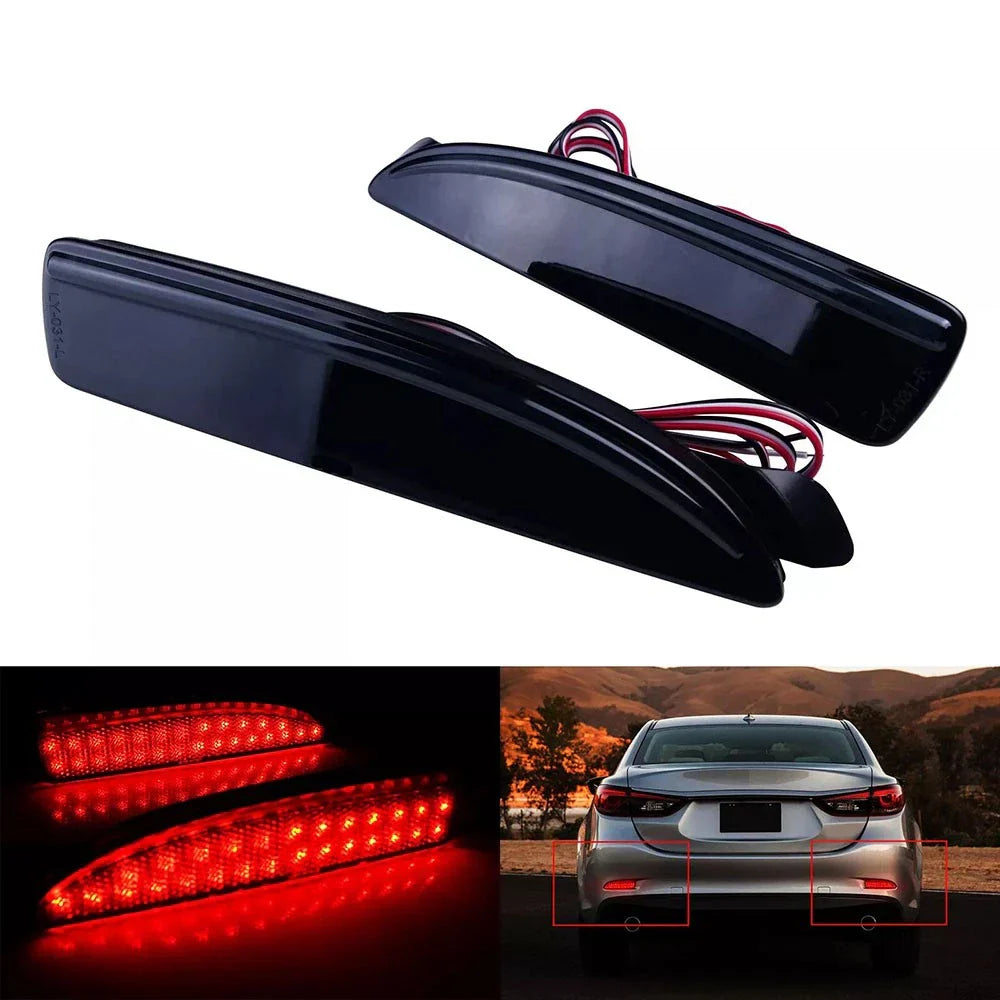 Smoked Black LED Rear Bumper Reflector Tail Light for Mazda 3 5 6 (2004-2023)