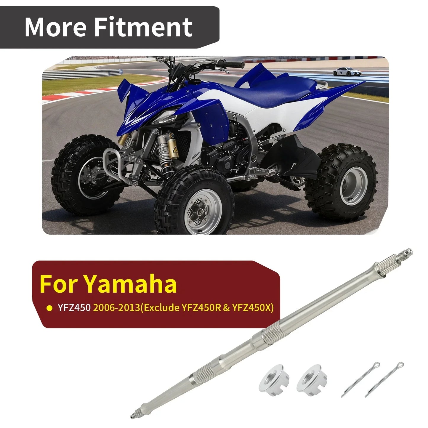 Rear Axle Shaft w/ Nuts for Yamaha YFZ450 (2006-2013)