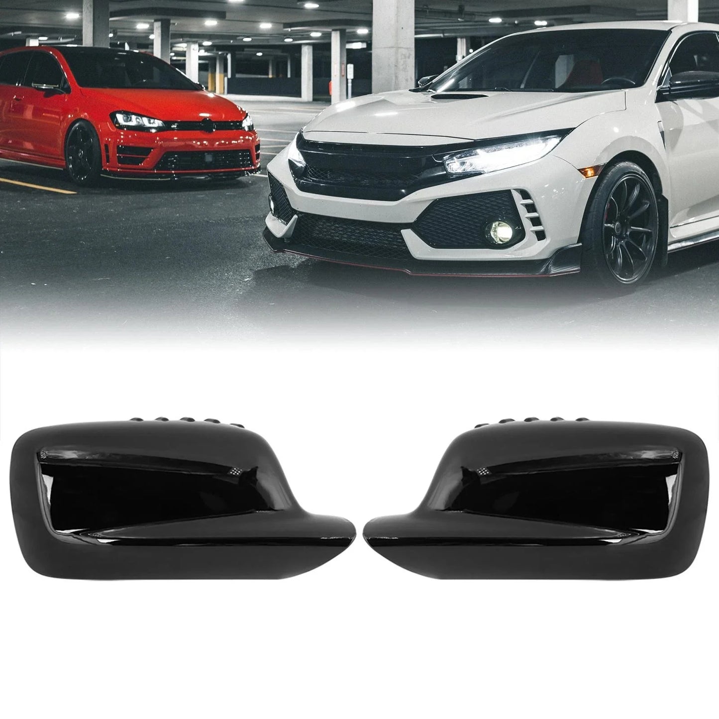 Gloss Black Mirror Cover Cap for BMW E46 E65 E66 E67 745i 750i (2002 - 2008)