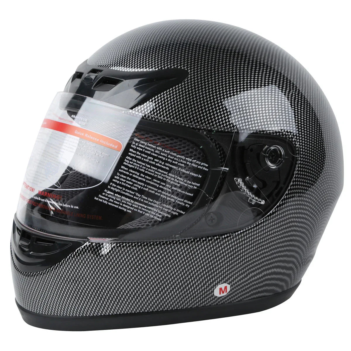 Carbon Fiber Black DOT Adult Flip Up Full Face Motorcycle Helmet - S M L XL