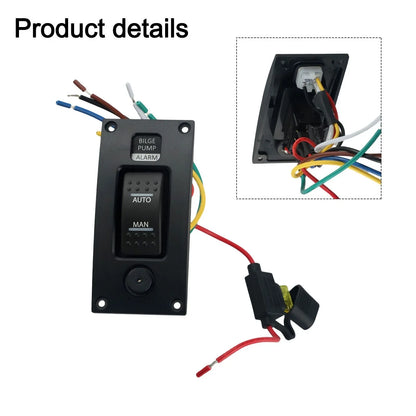 Switch Panel Bilge Curved Shaped Plastic IP66 ON-OFF-ON Waterproof 20A Fuse
