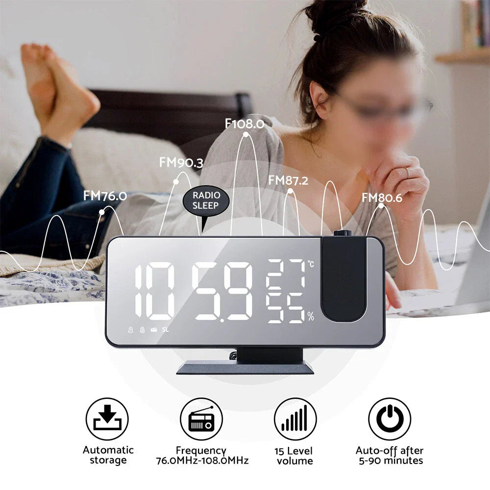 Big Screen Digital Dual Alarm Clock Radio for Ceiling Projection