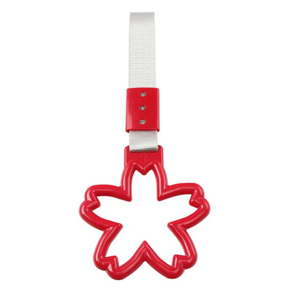 Sakura Shaped Ring Handle Strap for Train Bus - Silver & Red