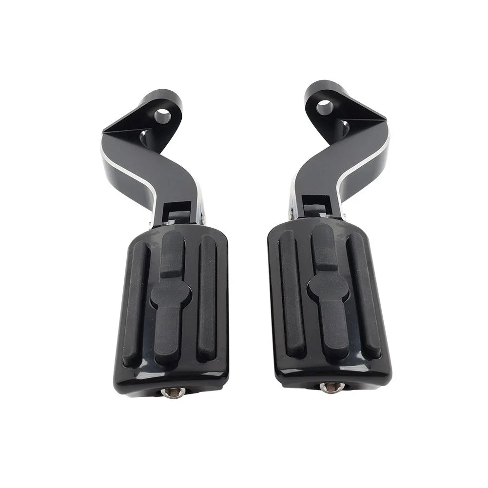 Black Rear Passenger Pedal Mounts for Harley Touring Electra Glide (93-24)