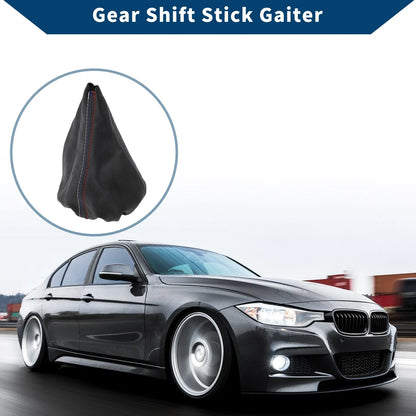 1 x Gear Shift Stick Gaiter Black Three-Color Lines Leather for BMW E30