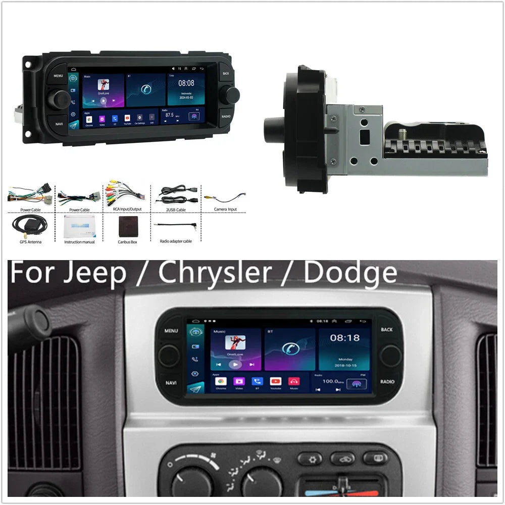 6.8" Jeep Chrysler Dodge Android Car Stereo Radio GPS Head Unit Carplay