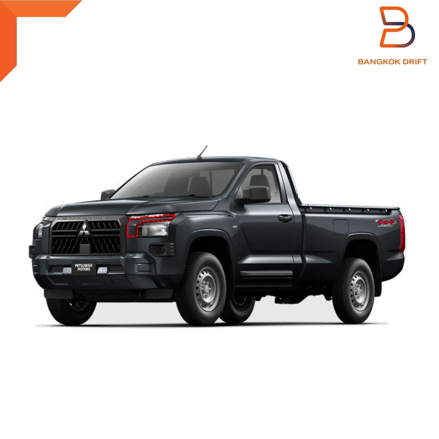 Black Front Bumper Headlight Cover Trim for Mitsubishi Triton L200 (23-25)
