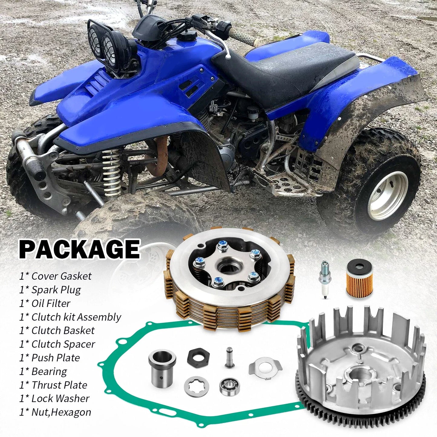 Clutch kit with Gasket for Yamaha Warrior 350 YFM350 (1987–2004)