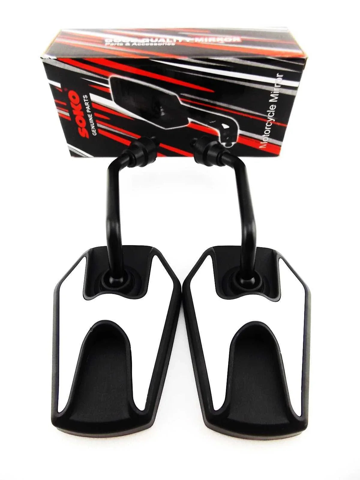 Black White Hex Soko Mirrors for Kawasaki ZR-X 1200 (2001-2008)