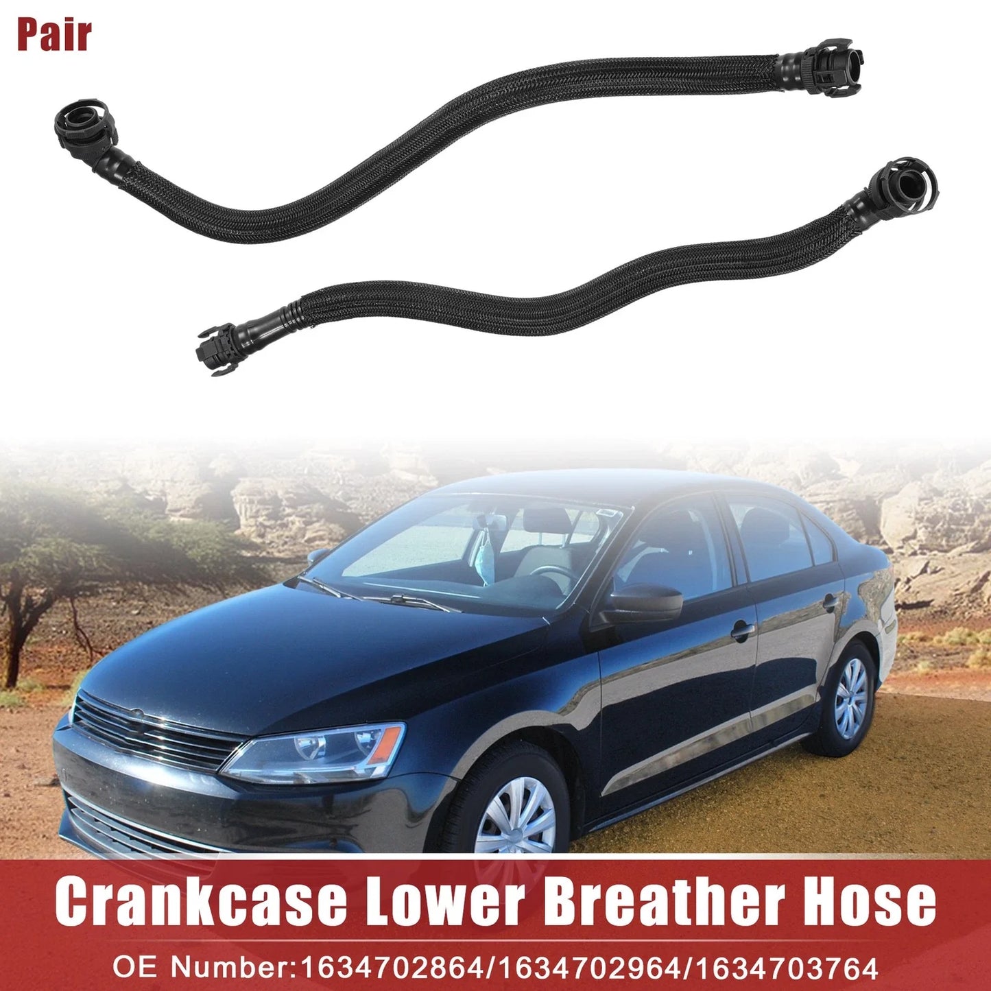 Pair Crankcase Lower Breather Hose for BMW X5 E70 xDrive 50i (2010-2013)