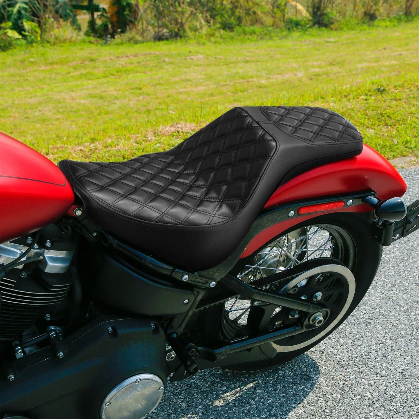 Black Driver Rider Passenger Seat for Harley Softail Street Bob (2018-2025)