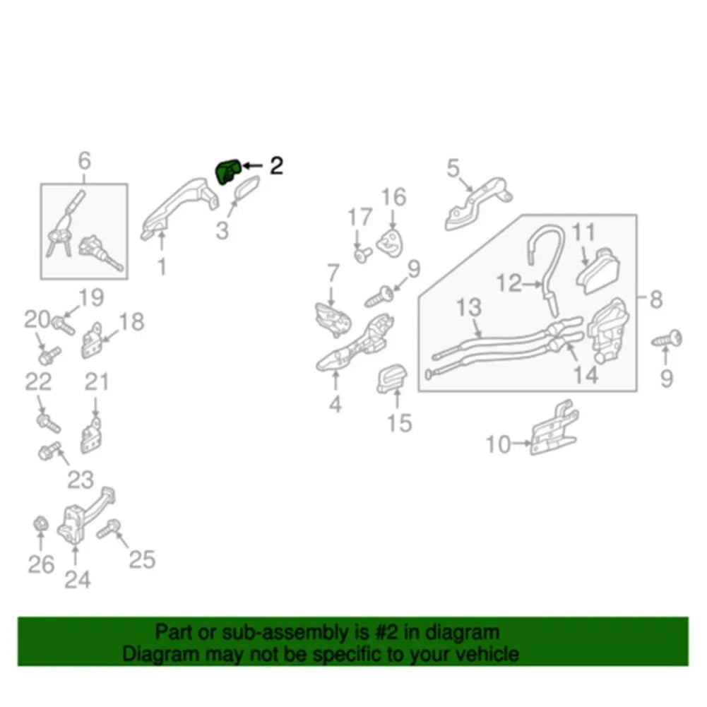 Left Side Exterior Door Handle Cap for Hyundai Santa Fe (2013–2019)