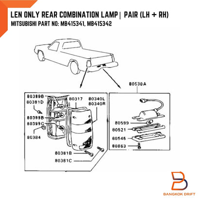 Rear Tail Light Lens for Mitsubishi Triton (1986-1996)