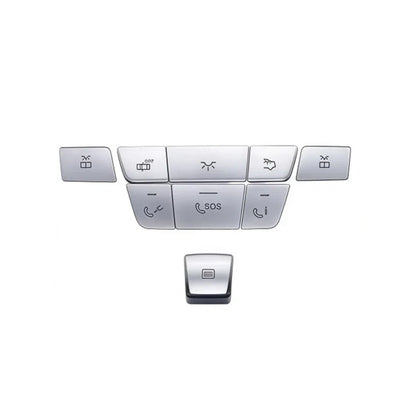 9pcs Silver Roof Reading Lamp Button Patch for Mercedes Models