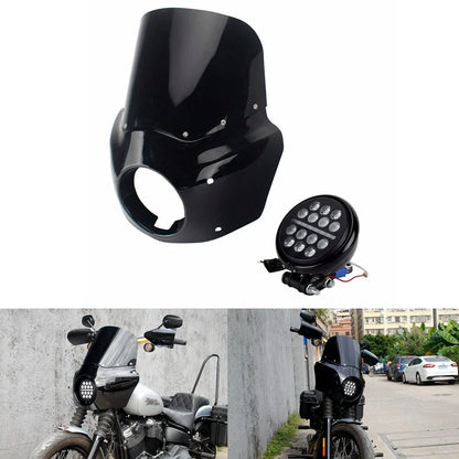 LED Headlight & Fairing Windshield Set for Harley Softail Low Rider (2018-2023)