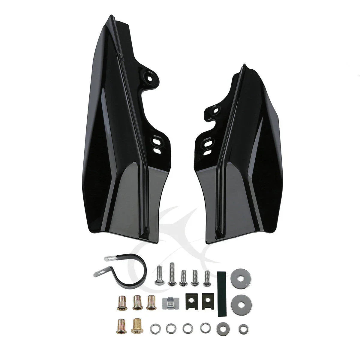 Chrome/Black Mid-Frame Air Deflectors for Harley Touring Street Glide (01-08)