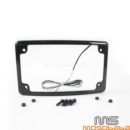 12° Curved Aluminum License Plate Frame w/6 LED Lights for Motorcycle