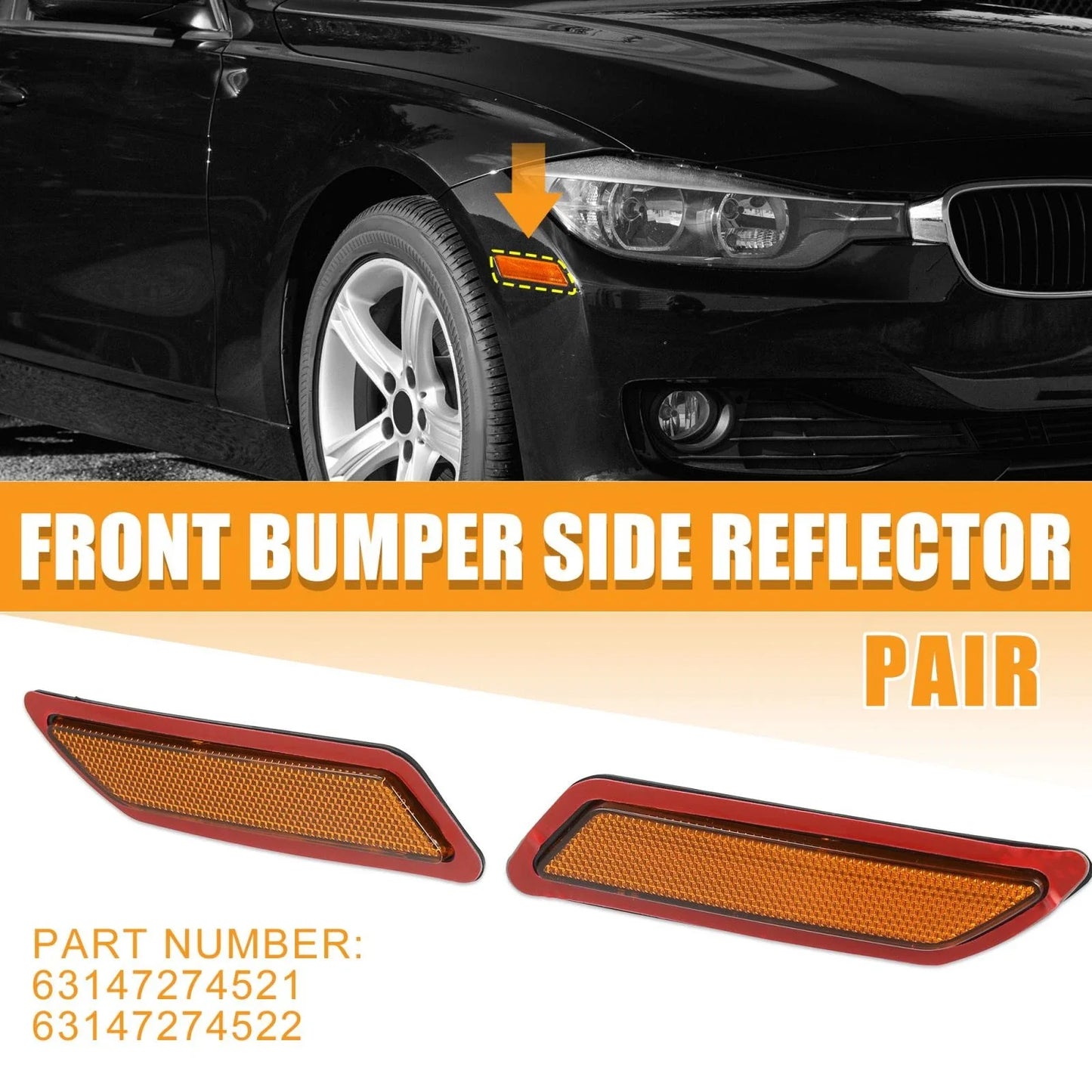 Pair Bumper Reflector Side Marker for BMW F30 F31 3-Series (2013-2015)