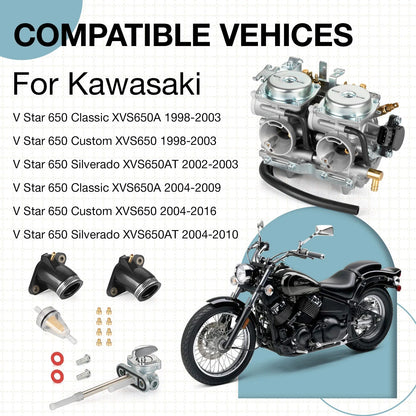 Carburetor & Fuel Valve Petcock Intake Boot for Yamaha V Star 650 (1999–2016)