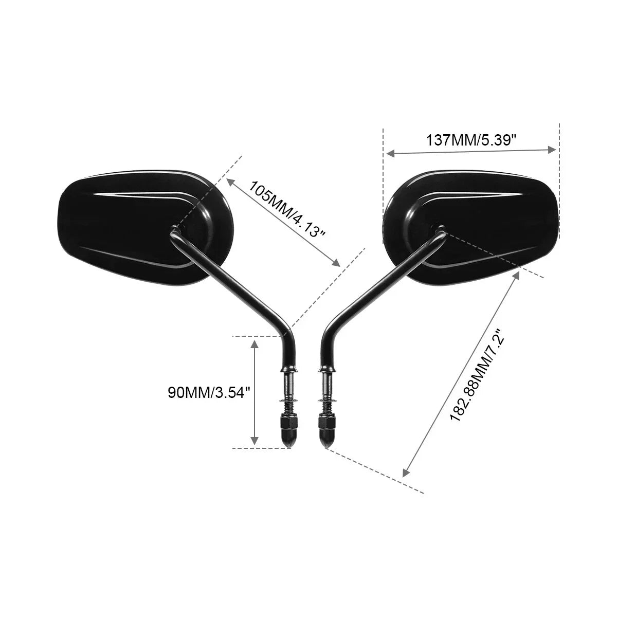 Black Teardrop Rearview Mirrors for Harley Softail Deluxe Fat Boy Dyna FXDL