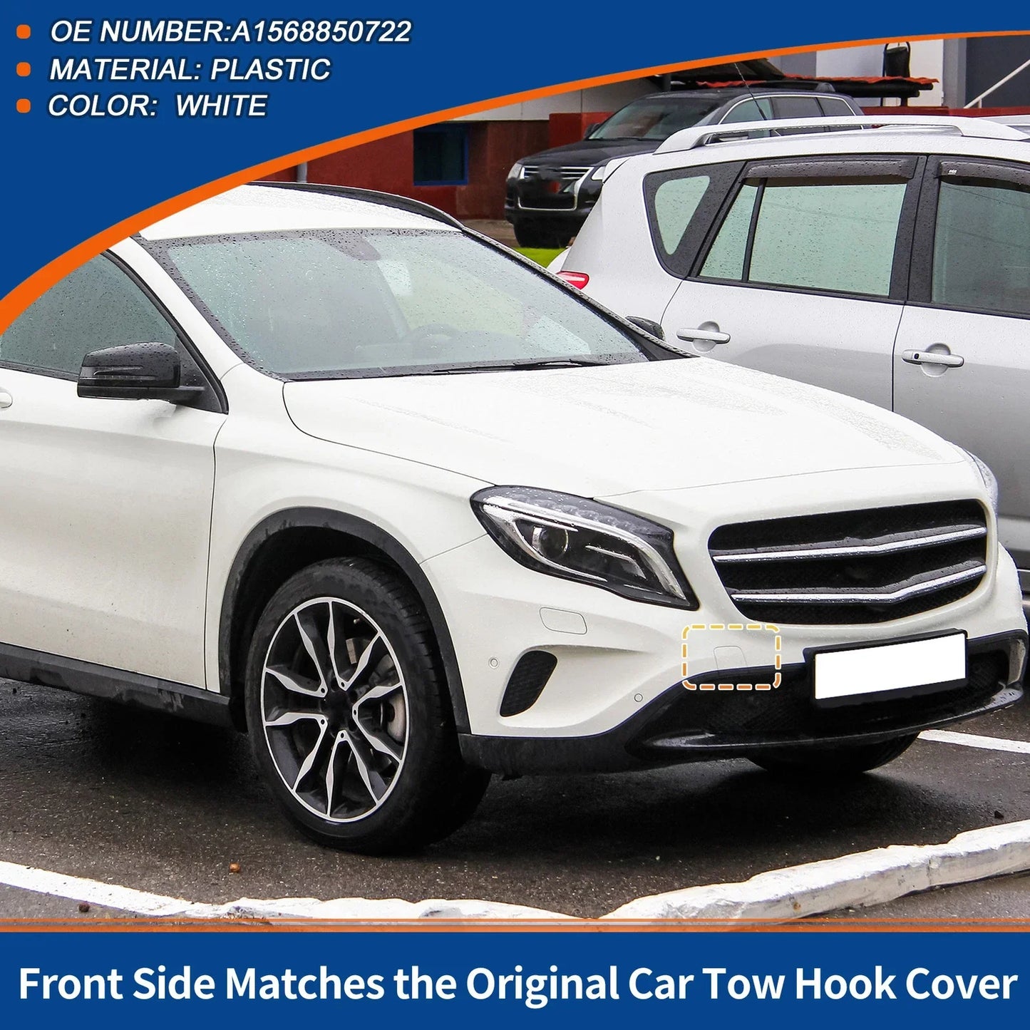 Front Bumper Tow Hook Cover for Mercedes-Benz GLA X156 (2014-2020) White