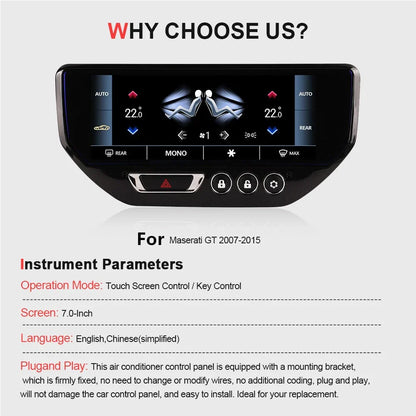 7" Climate Screen AC Control Panel for Maserati GT (2007-2019)