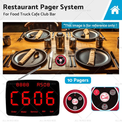 10 x Wireless Restaurant Pager System for Food Truck Cafe Club