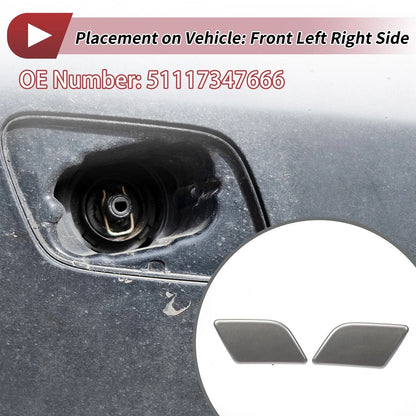 Front Left Right Washer Nozzle Cover Cap for BMW X1 Silver Tone