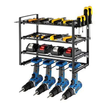 4 Layer Metal Power Tool Organizer Wall Mounted Storage Rack