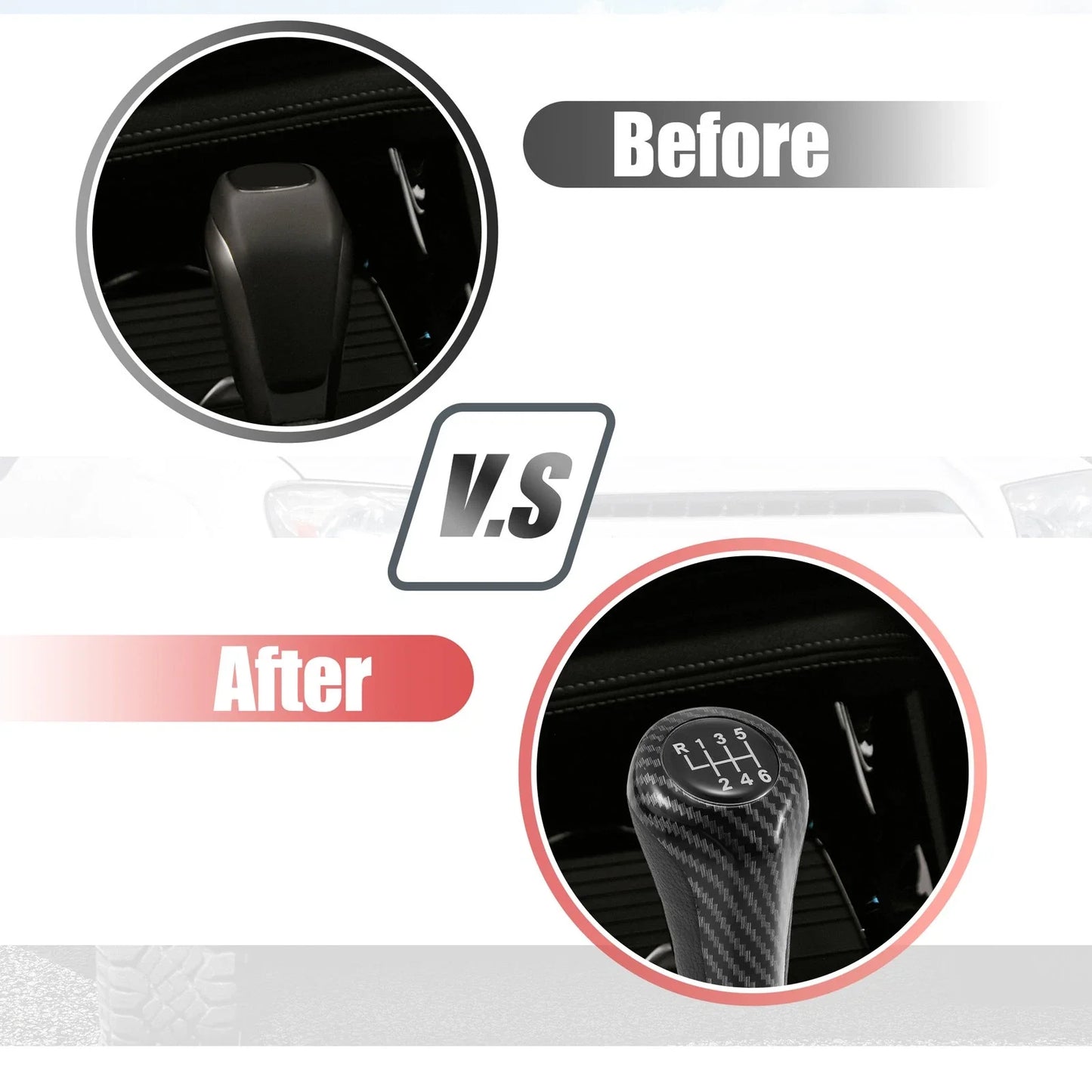 Gear Shift Knob 6 Speed Manual Carbon Fiber Pattern for BMW